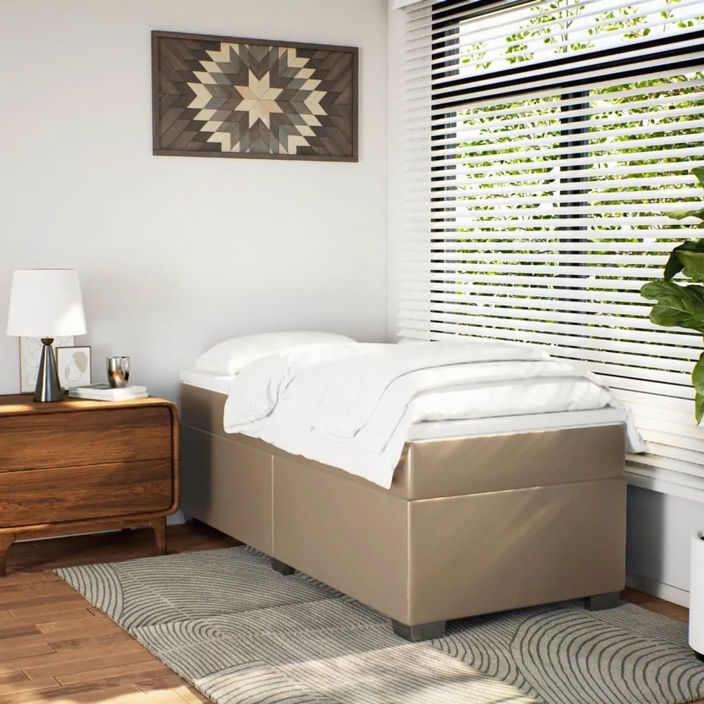Cama com molas/colchão 100x200 cm couro artificial cappuccino