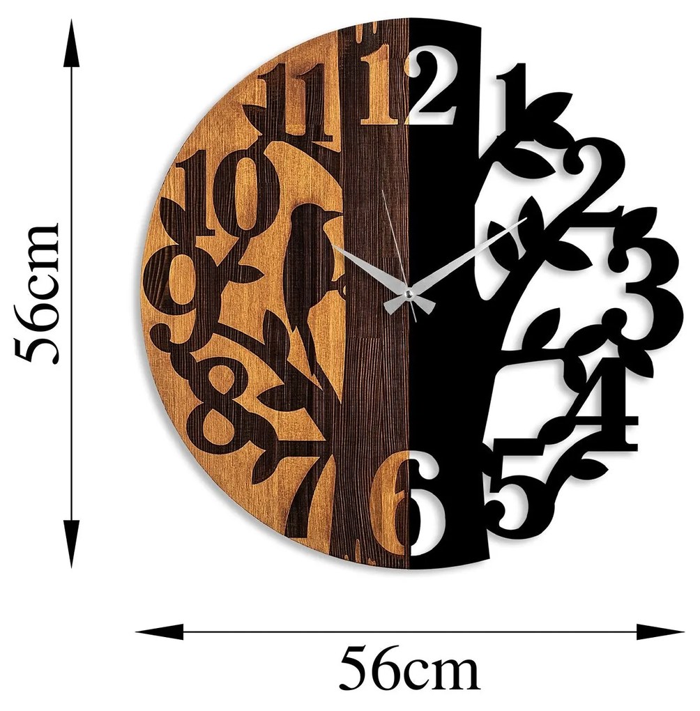 Relógio de Parede Decorativo Mas-071 – Nogueira e Preto – 56 cm