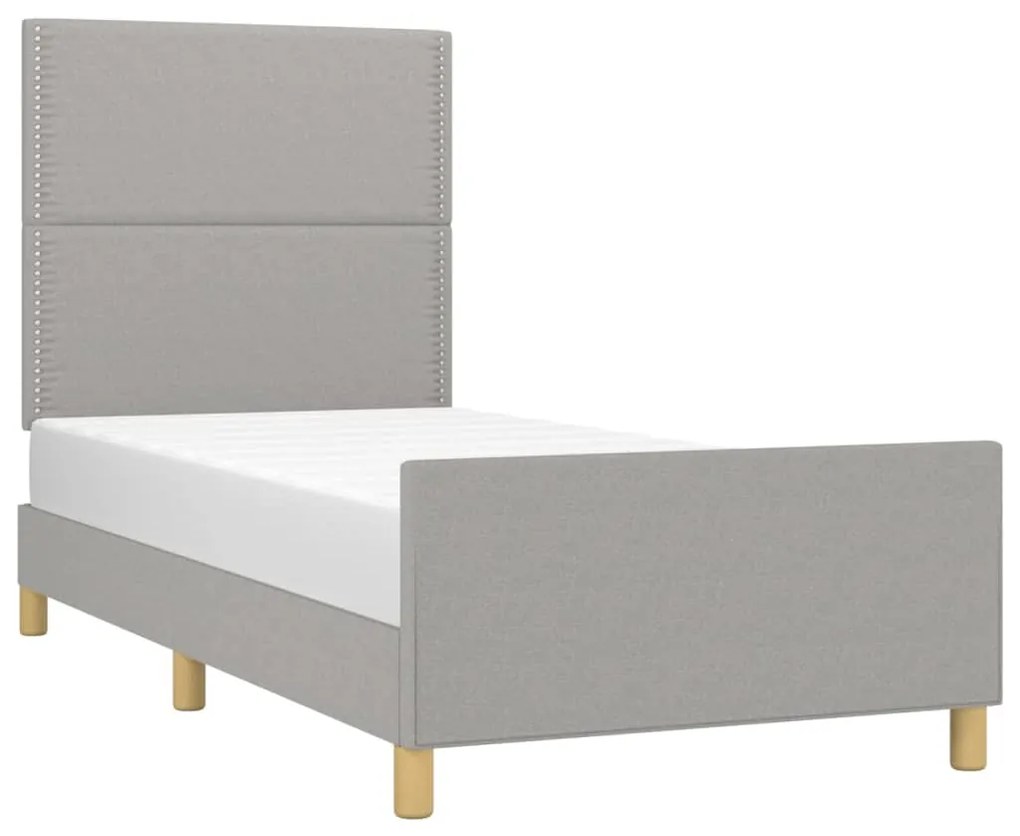 Estrutura de cama sem colchão 100x200 cm tecido cinzento-claro