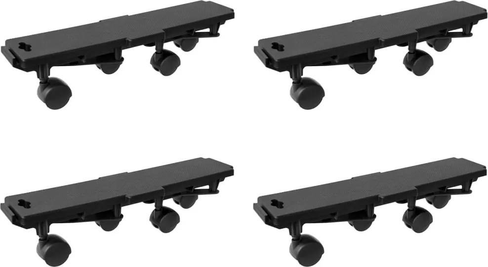 vidaXL Carrinhos de transporte 4 rodas 4 pcs polipropileno 170kg preto