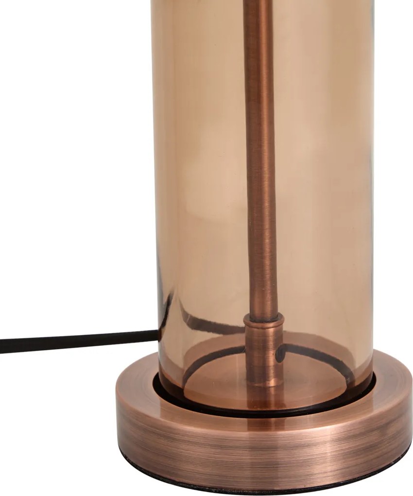 Candeeiro de Mesa Hotel Chic Bronze Escuro com Vidro Castanho - Amara