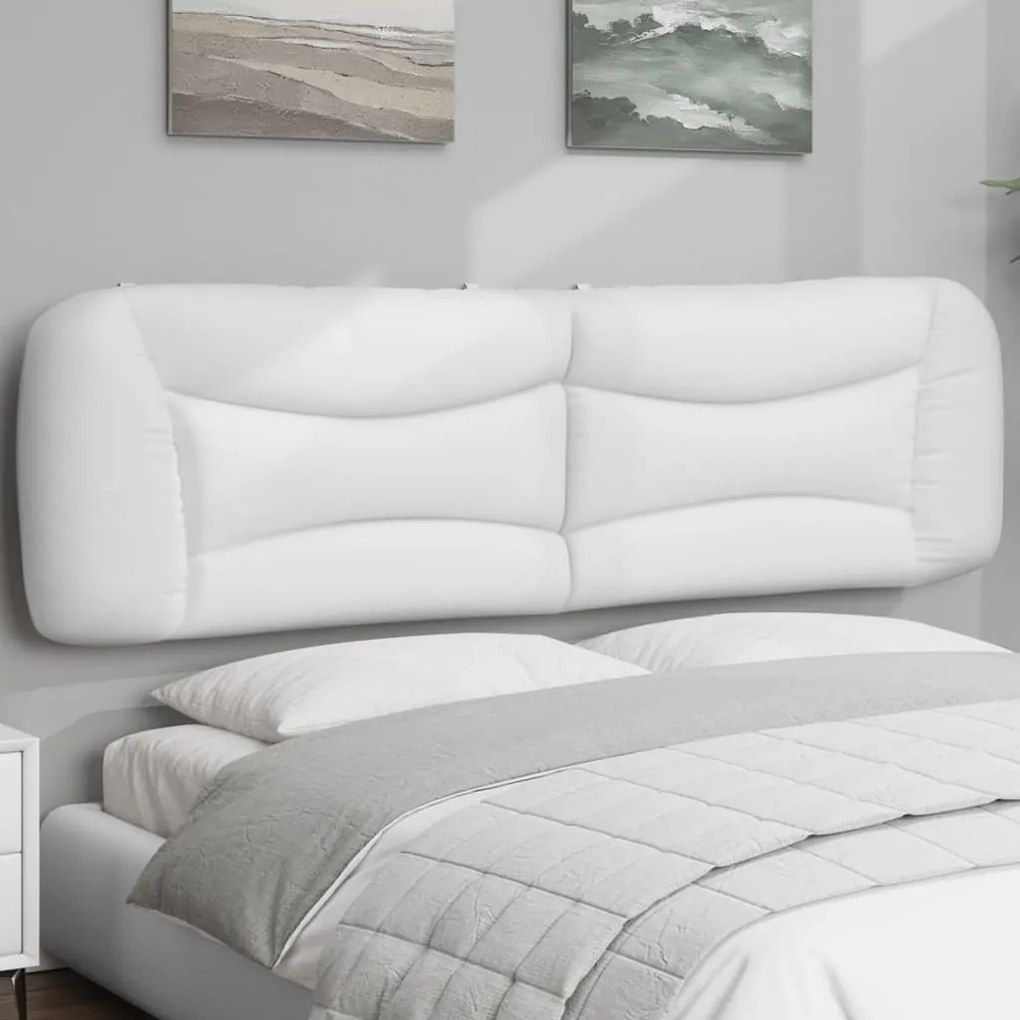 vidaXL Almofadão de cabeceira 193 cm couro artificial branco