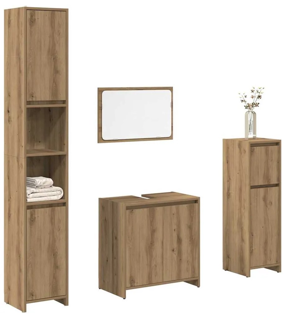 vidaXL 4 pcs móveis de casa de banho deriv. madeira carvalho artisiano
