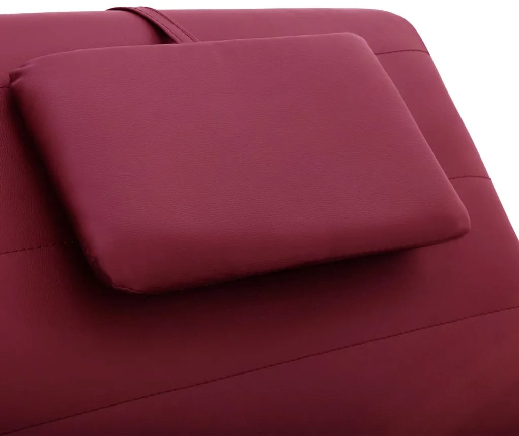 Chaise longue com almofada couro artificial vermelho tinto