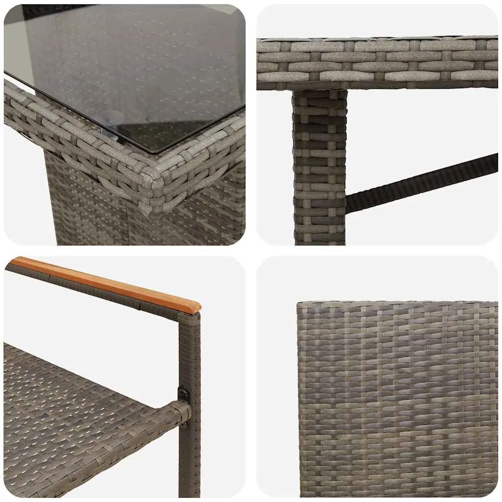 Conjunto de Jantar vidaXL de 7 peças Cinza Rattan