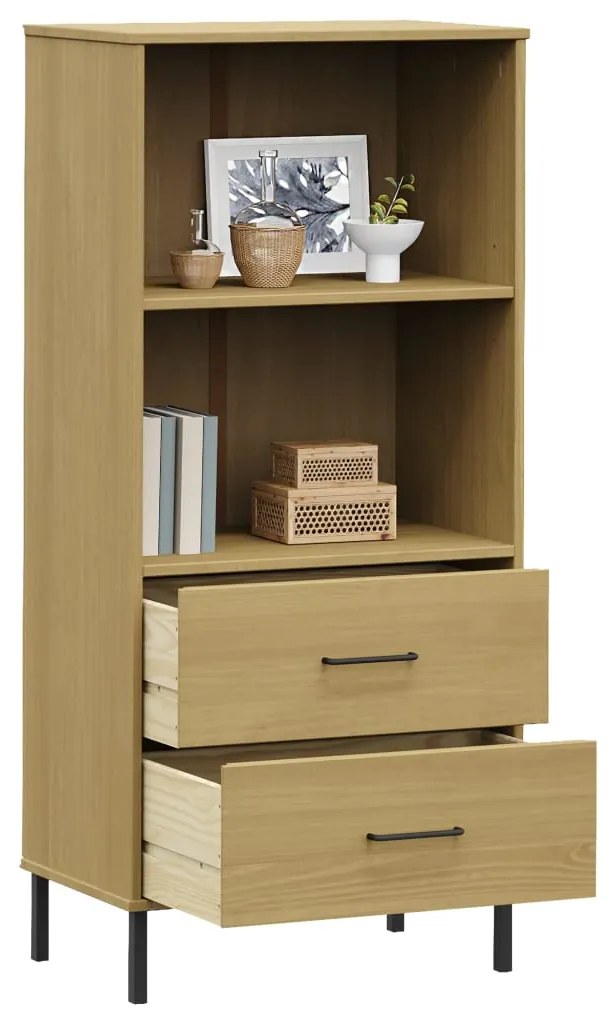 Estante c/ 2 gavetas 60x35x128,5cm madeira maciça OSLO castanho