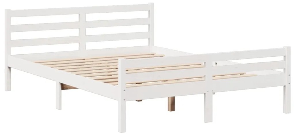 Cama com estante sem colchão 160x200 cm pinho maciço branco