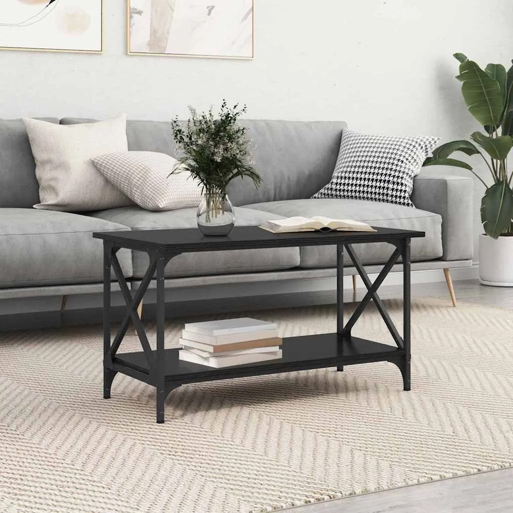 vidaXL Mesa de centro Carvalho preto 80 x 45 x 45.5 cm