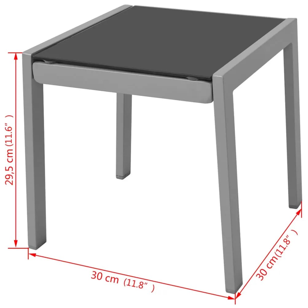 Espreguiçadeiras com mesa 2 pcs alumínio preto