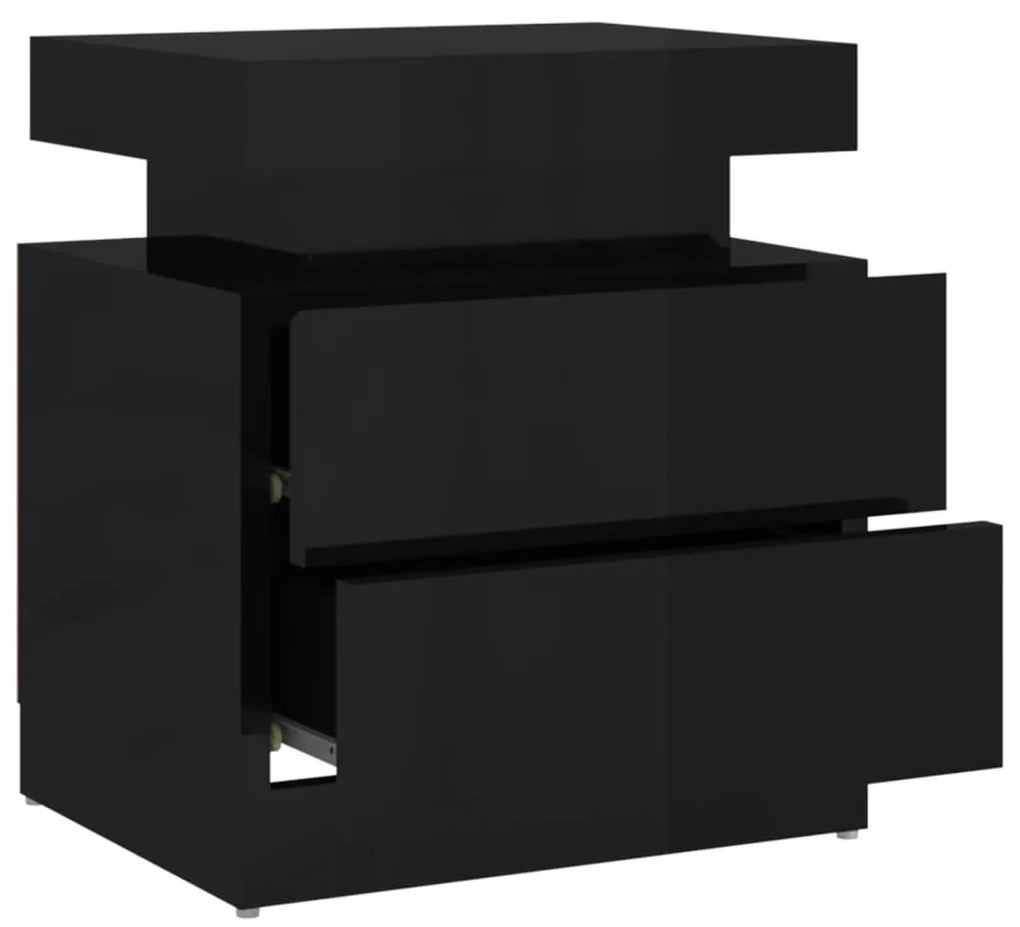 Mesa de cabeceira 40x35x65 cm derivados madeira preto brilhante