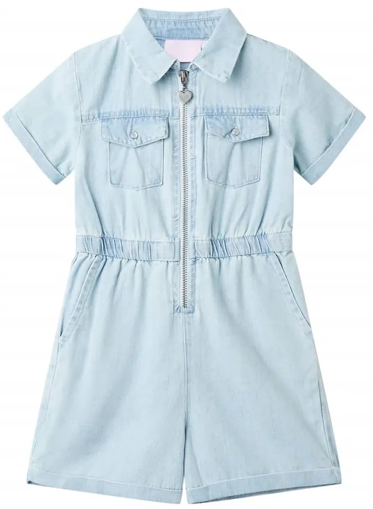 Macacão de manga curta para criança azul-macio 104