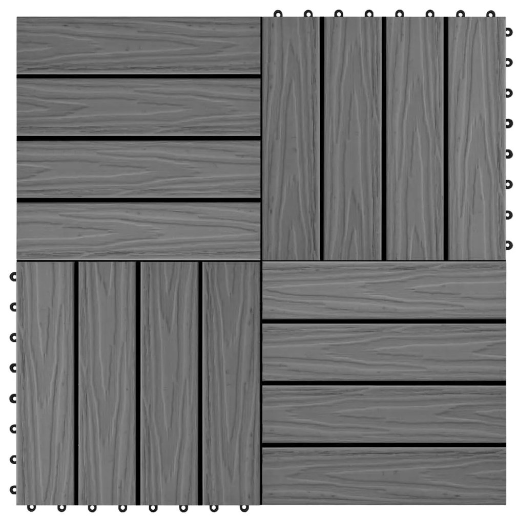 Ladrilho pavimento relevo profundo 11 pcs WPC 1m² cinzento
