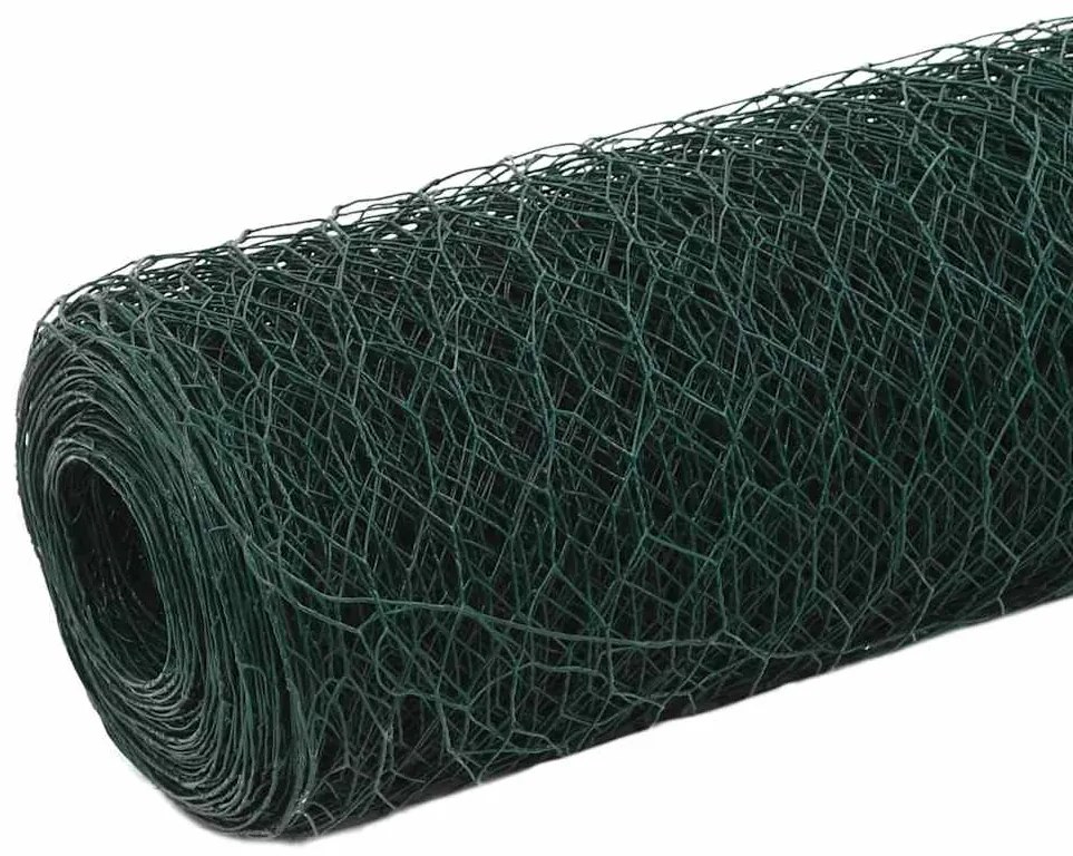 Cerca arame galinheiro 25x1,5 m aço c/ revestimento PVC verde