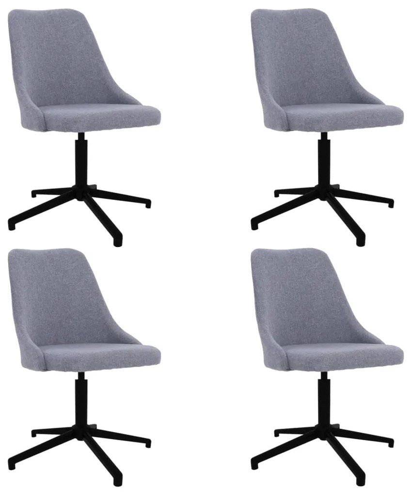 vidaXL Cadeiras de jantar giratórias 4 pcs tecido cinzento-claro