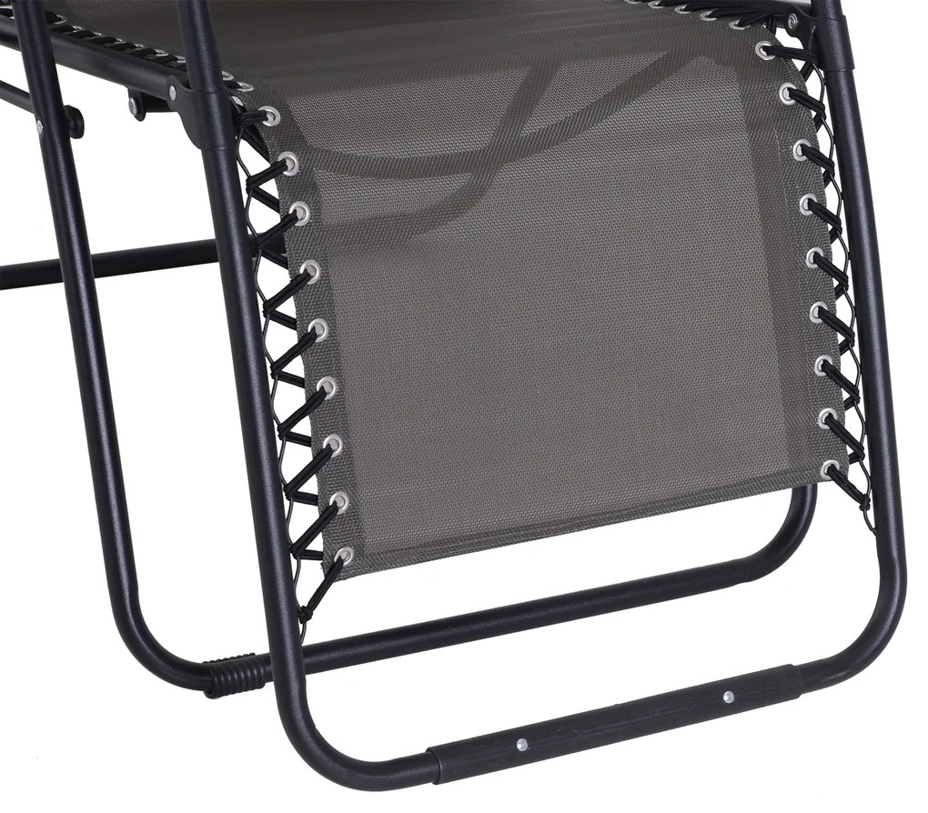 Outsunny Espreguiçadeira Dobrável de Jardim Espreguiçadeira de Gravidade Zero para Pátio Terraço Carga Máxima 150kg 90x65x110 cm Cinza