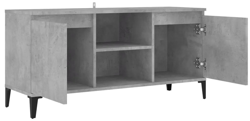 Móvel de TV com pernas em metal 103,5x35x50 cm cinzento cimento