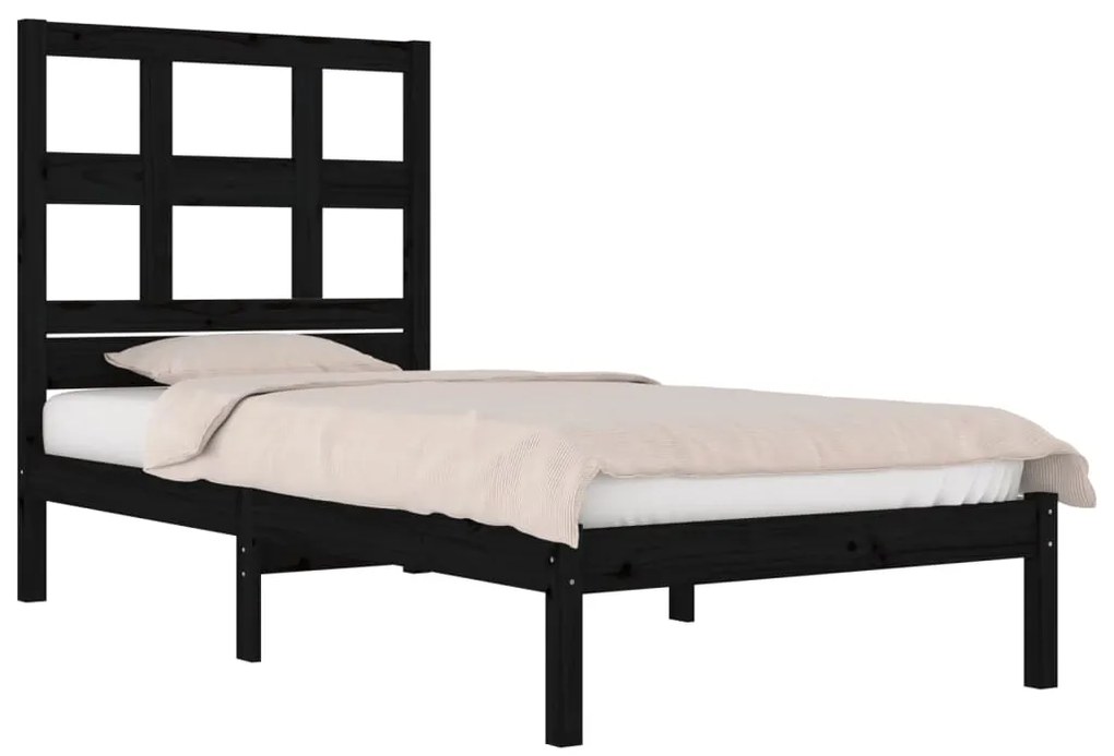 Estrutura cama pequena solteiro 75x190 cm madeira maciça preto