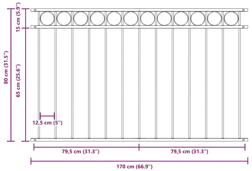 Painel de Cerca Branco 1,7x0,8 m em Aço
