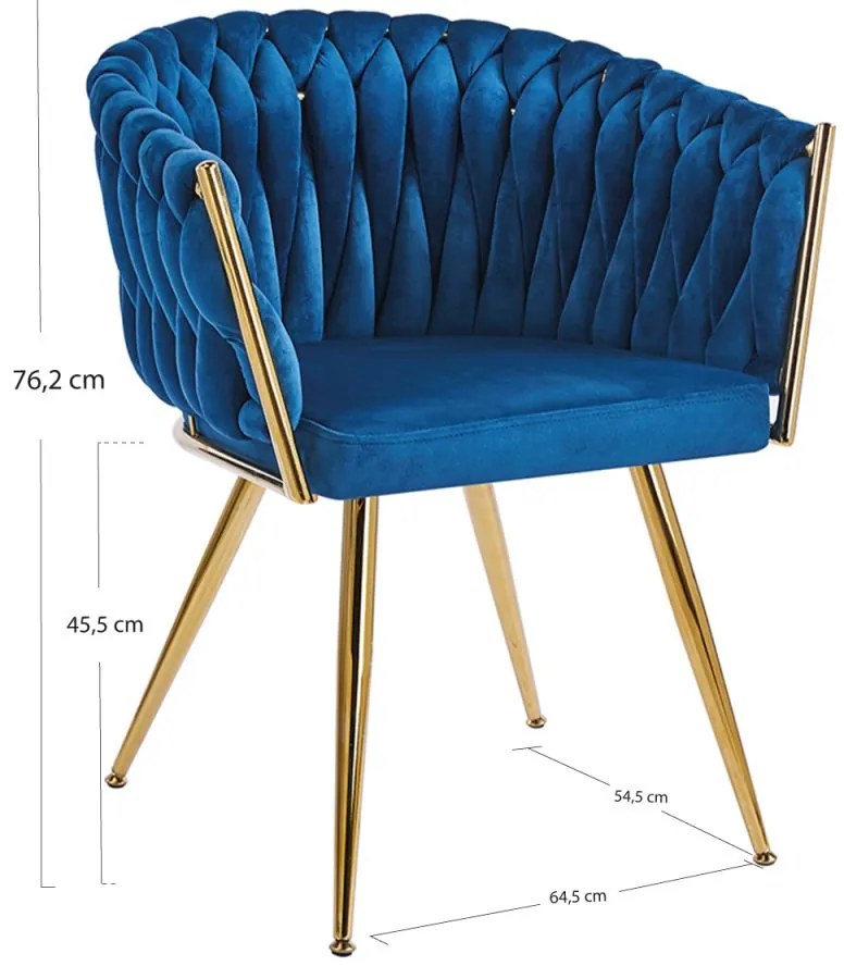 Cadeira Widny Golden Veludo - Azul