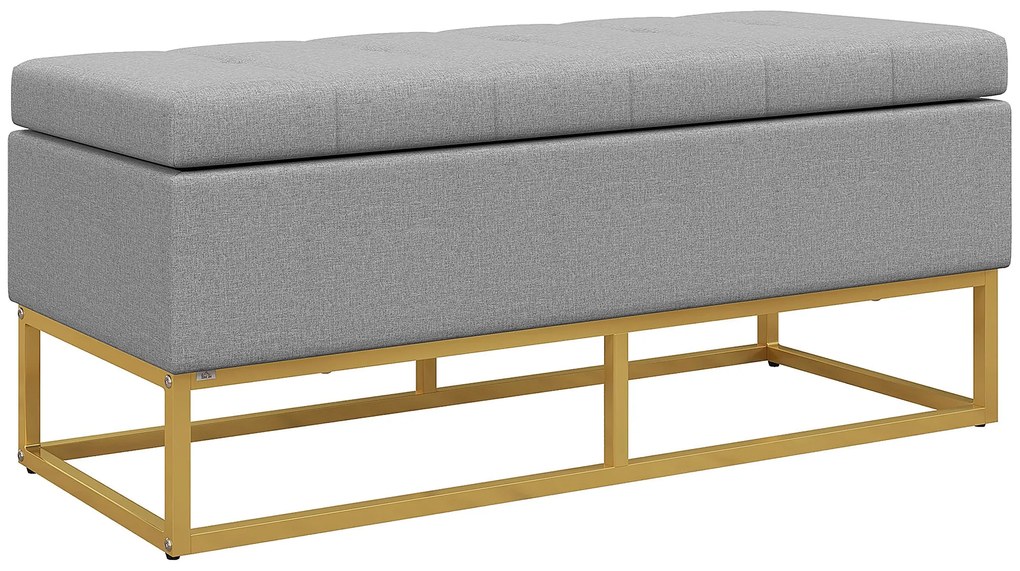 Banco Otomano com Arrumação – Cefalù – 110x44x48 cm – Cinzento