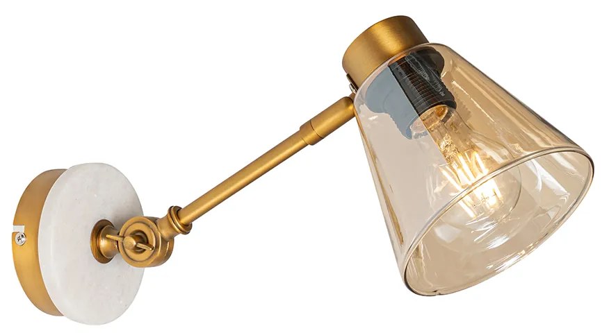 Aplique Art Déco bronze com mármore e vidro âmbar - Nina Art Deco