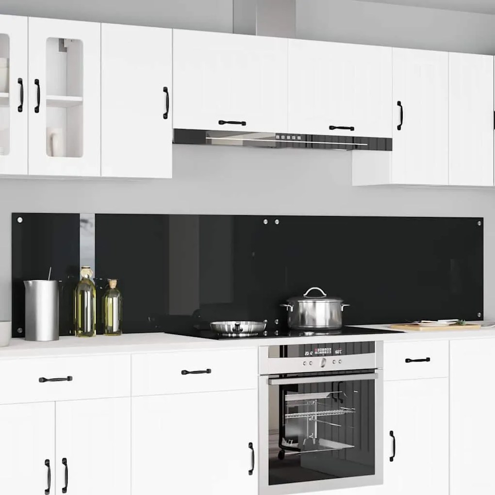 vidaXL Proteção de Cozinha 2 pcs Preto 120 x 50 cm vidro temperado