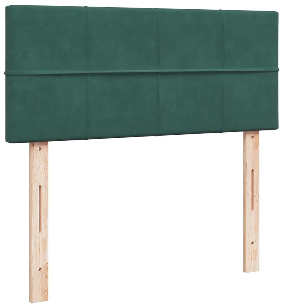 Cama boxspring com colchão 120x190 cm veludo verde-escuro