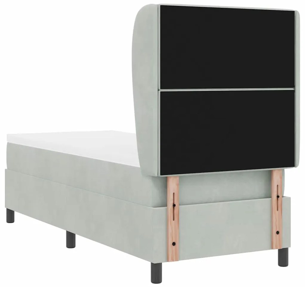 Cama Box com Colchão Cinza Claro 80 x 200 cm de Veludo