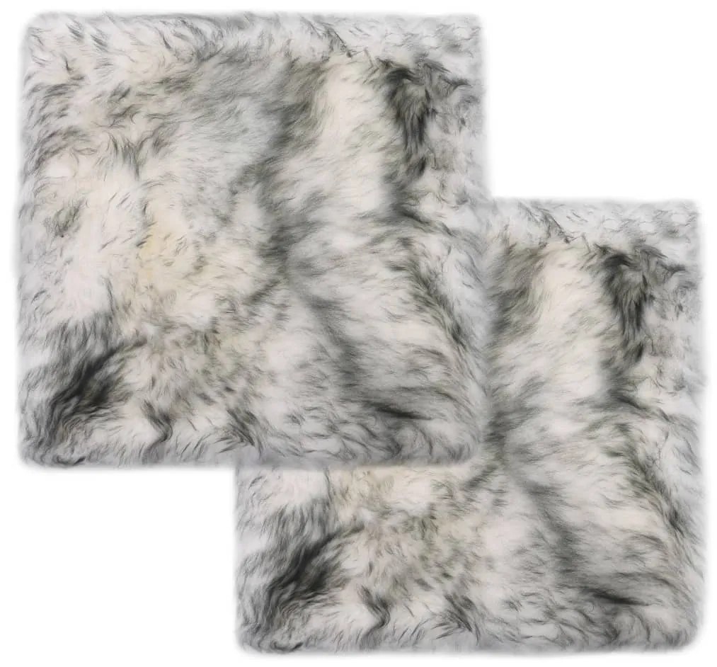 vidaXL Almofadas cadeira 2 pcs 40x40cm pele carneiro cinzento mesclado