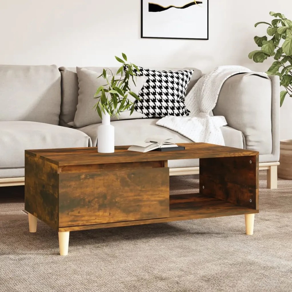 vidaXL Mesa de centro 90x50x36,5 cm derivados madeira carvalho fumado