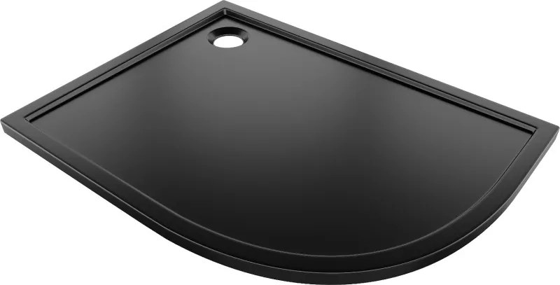 Mexen Flow base de duche semicircular assimétrica slim esquerda 90 x 80 cm, preto mate - 46Q708090L