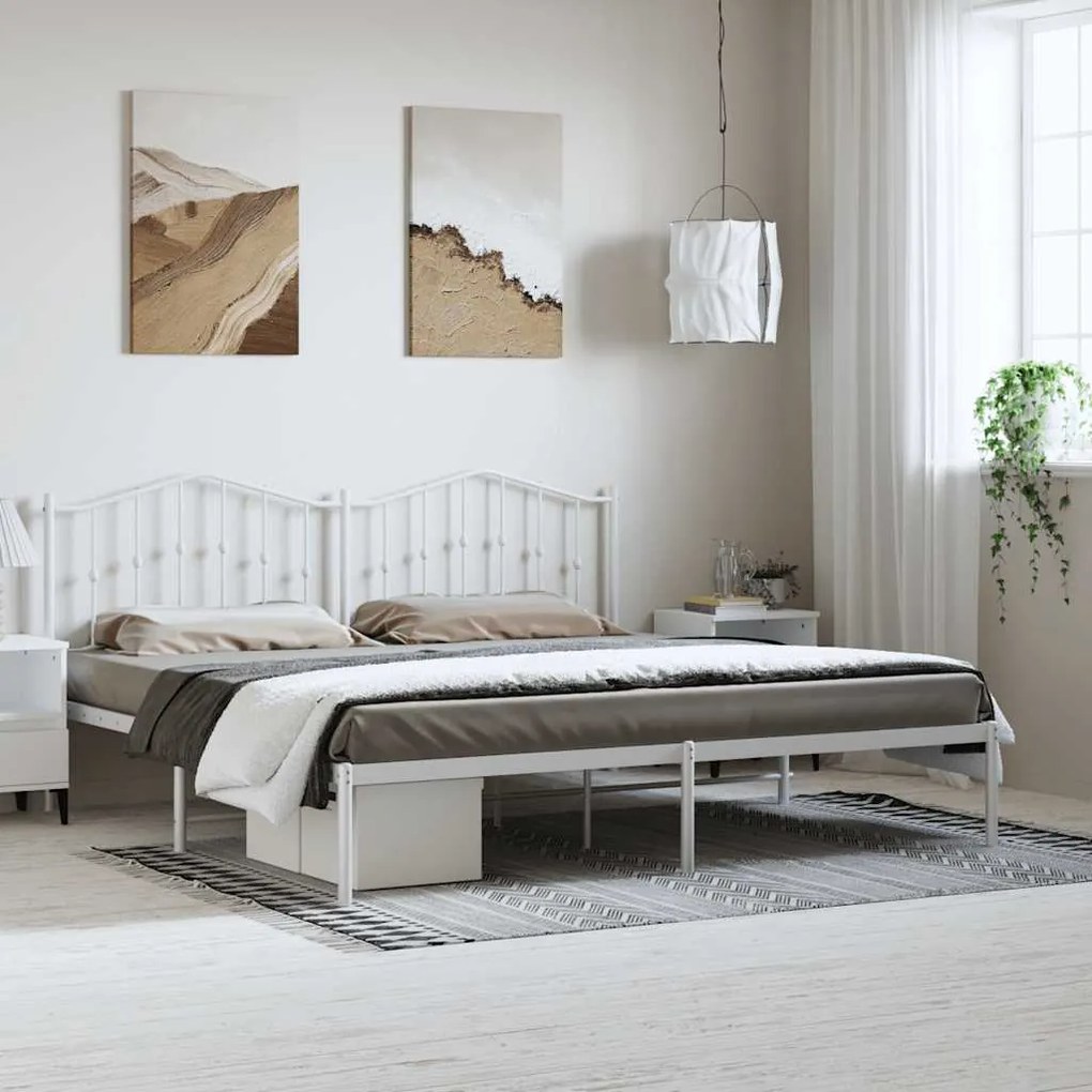 Estrutura de cama com cabeceira 193x203 cm metal branco