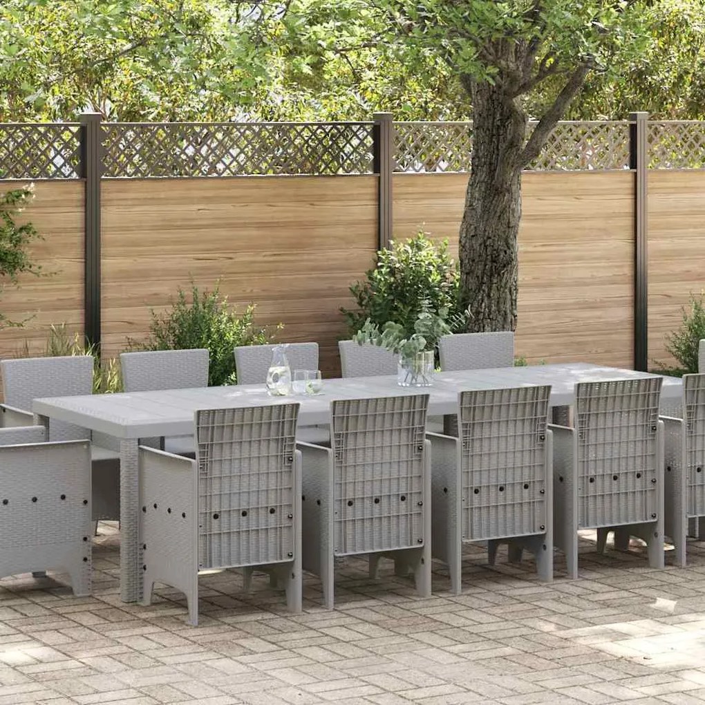 vidaXL Conjunto de Jantar para Jardim 13 pcs Cinzento-claro
