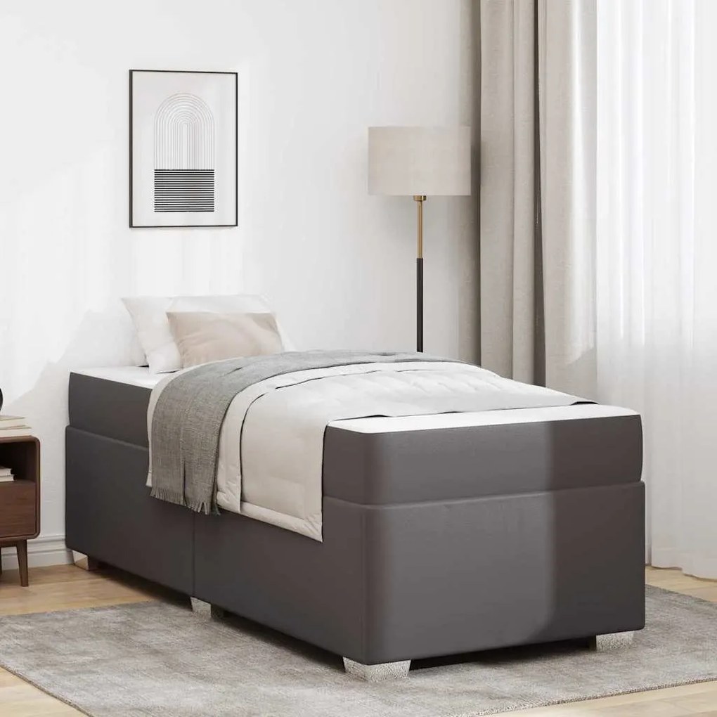 vidaXL Estrutura da Cama com colchão Cinzeto 90 x 200 cm tecido