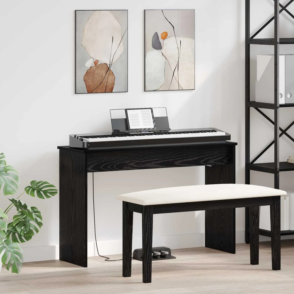 vidaXL Suporte de Teclado Carvalho Preto 100 x 32 x 64 cm