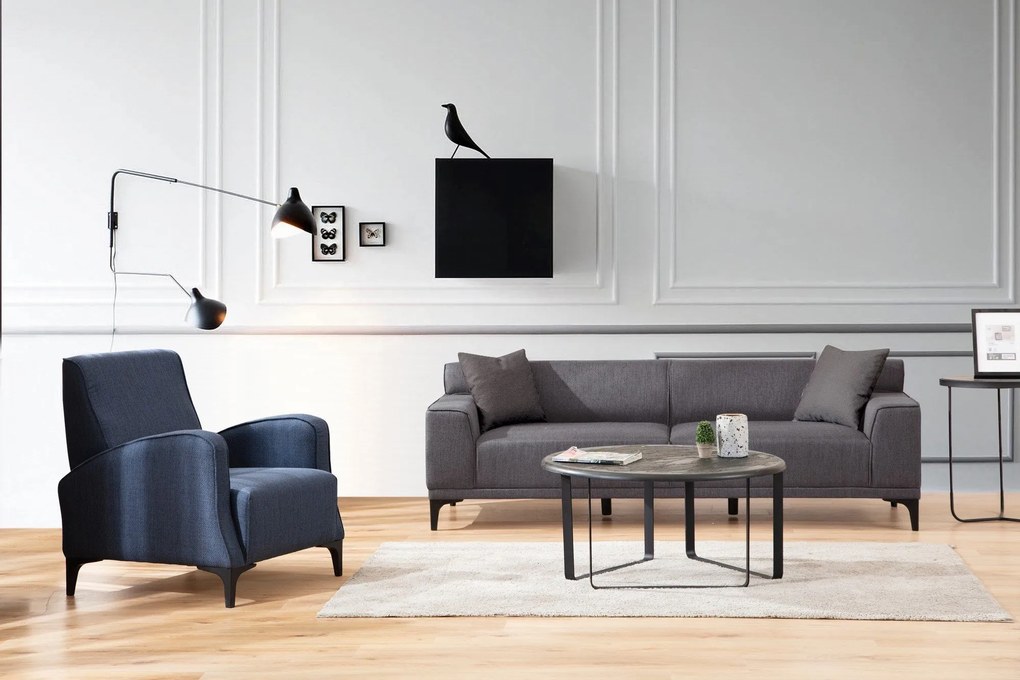 Sofá de 3 Lugares Petra – Antracite – 215x87x86 cm