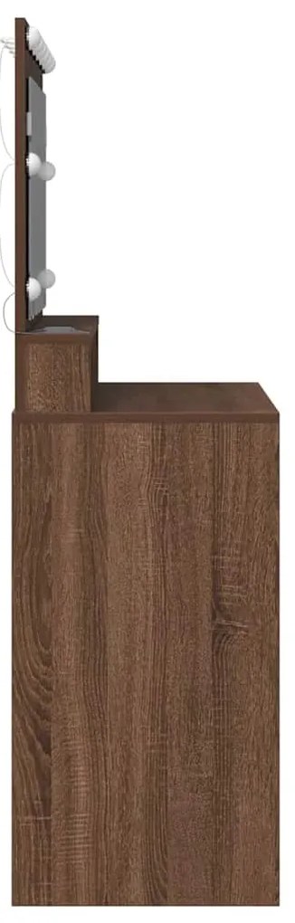 Mesa de Maquiagem vidaXL com Luzes LED em Castanho Carvalho 100x41x135