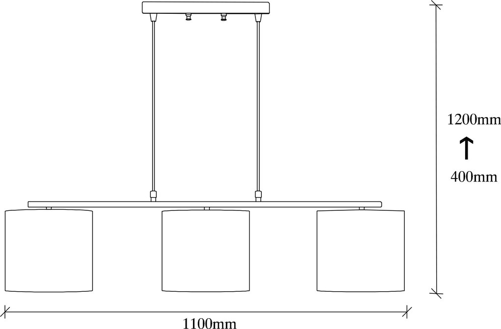 Candeeiro de Teto Valiz – Preto – 110 x 20 cm