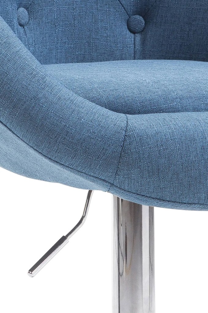 Banco de bar London em tecido e com estrutura cromada 65 x 107-128 x 57 cm Azul