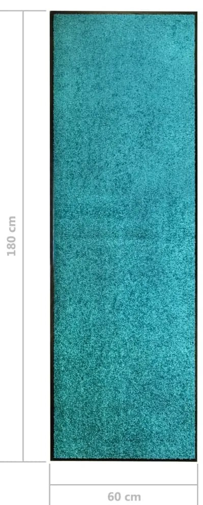 Tapete de porta lavável 60x180 cm azul ciano