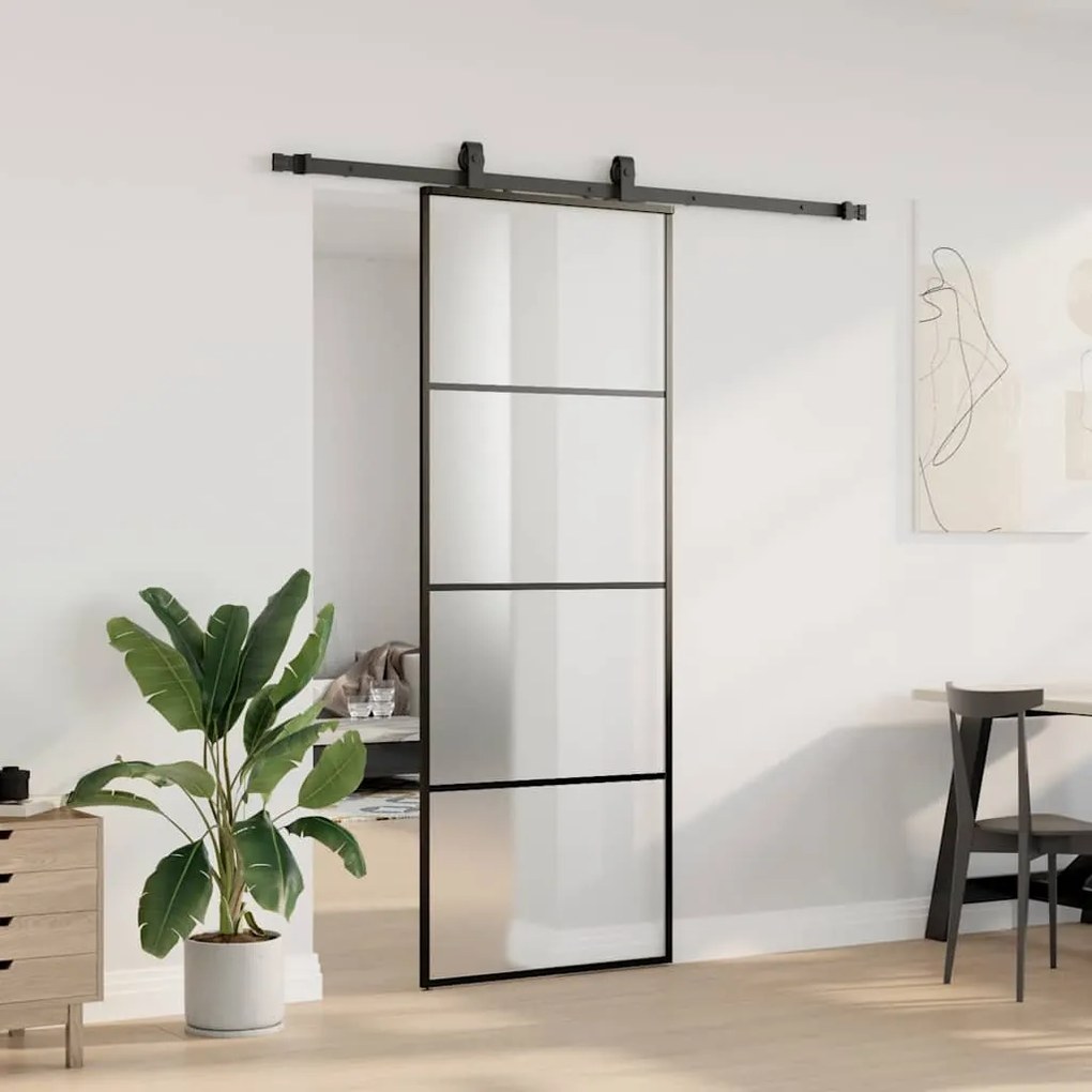 Porta deslizante c/ conj. ferragens 76x205cm vidro ESG preto