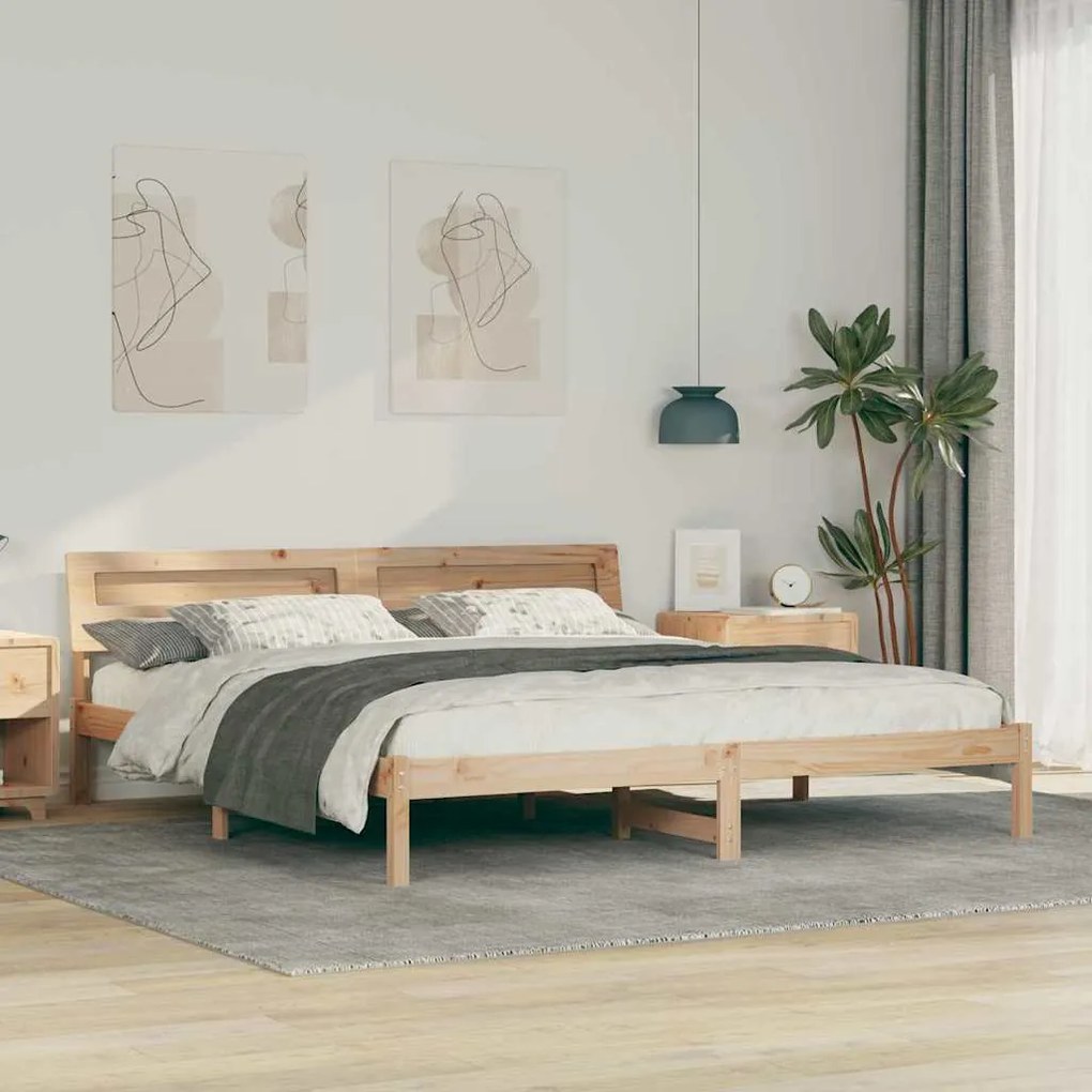 vidaXL Estrutura da Cama com luzes de tira LED com cabeceira Castanho 180 x 200 cm