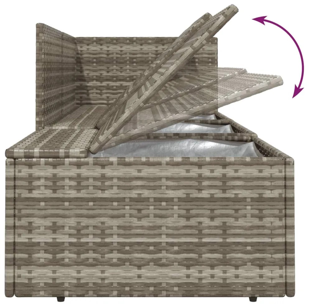 5 pcs conjunto lounge de jardim c/ almofadões vime PE cinzento
