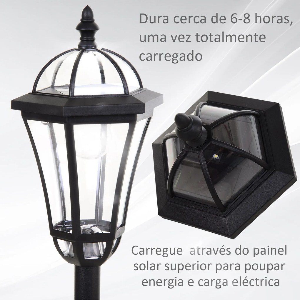 Conjunto de Candeeiros Solares de Jardim com Luzes LED Branca 3500K Im