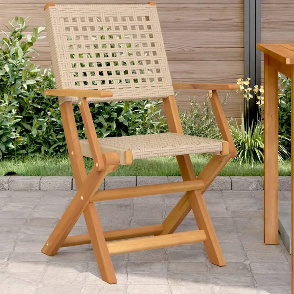 vidaXL Cadeiras de jardim 2 pcs madeira acácia maciça e vime PE bege