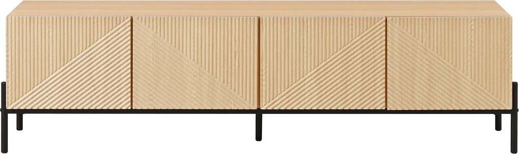 Móvel baixo para TV com 4 portas push-to-open, design geométrico, estrutura metálica, 163,5x40x45 cm, Cor natural| AOSOM Portugal