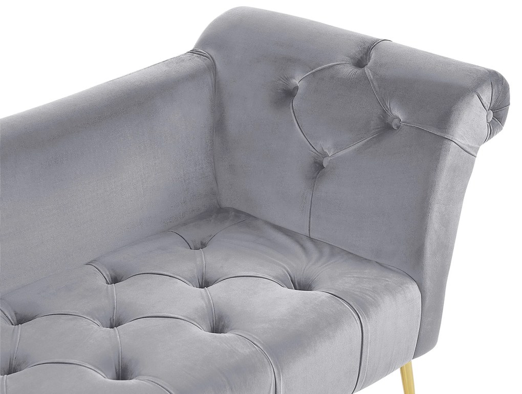 Chaise-longue em veludo cinzento NANTILLY Beliani