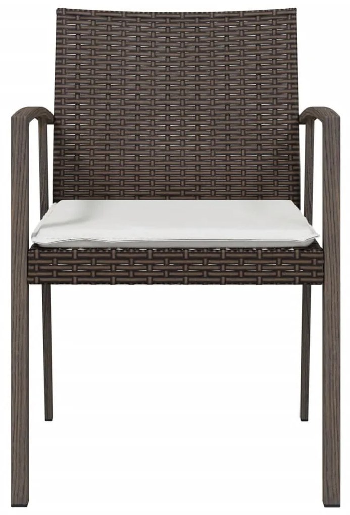 Cadeiras jardim + almofadões 2pcs 56,5x57x83cm vime PE castanho