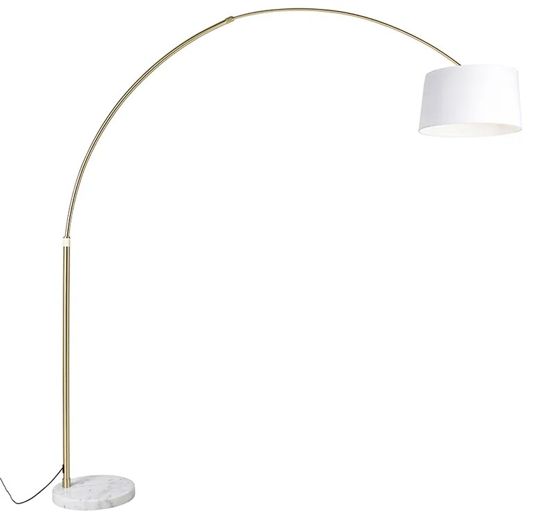 Candeeiro de arco em latão com cúpula de tecido branca 50 cm - XXL Moderno