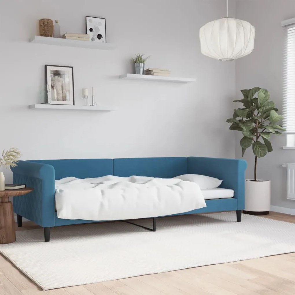 354243 vidaXL Sofá-cama 90x200 cm veludo azul